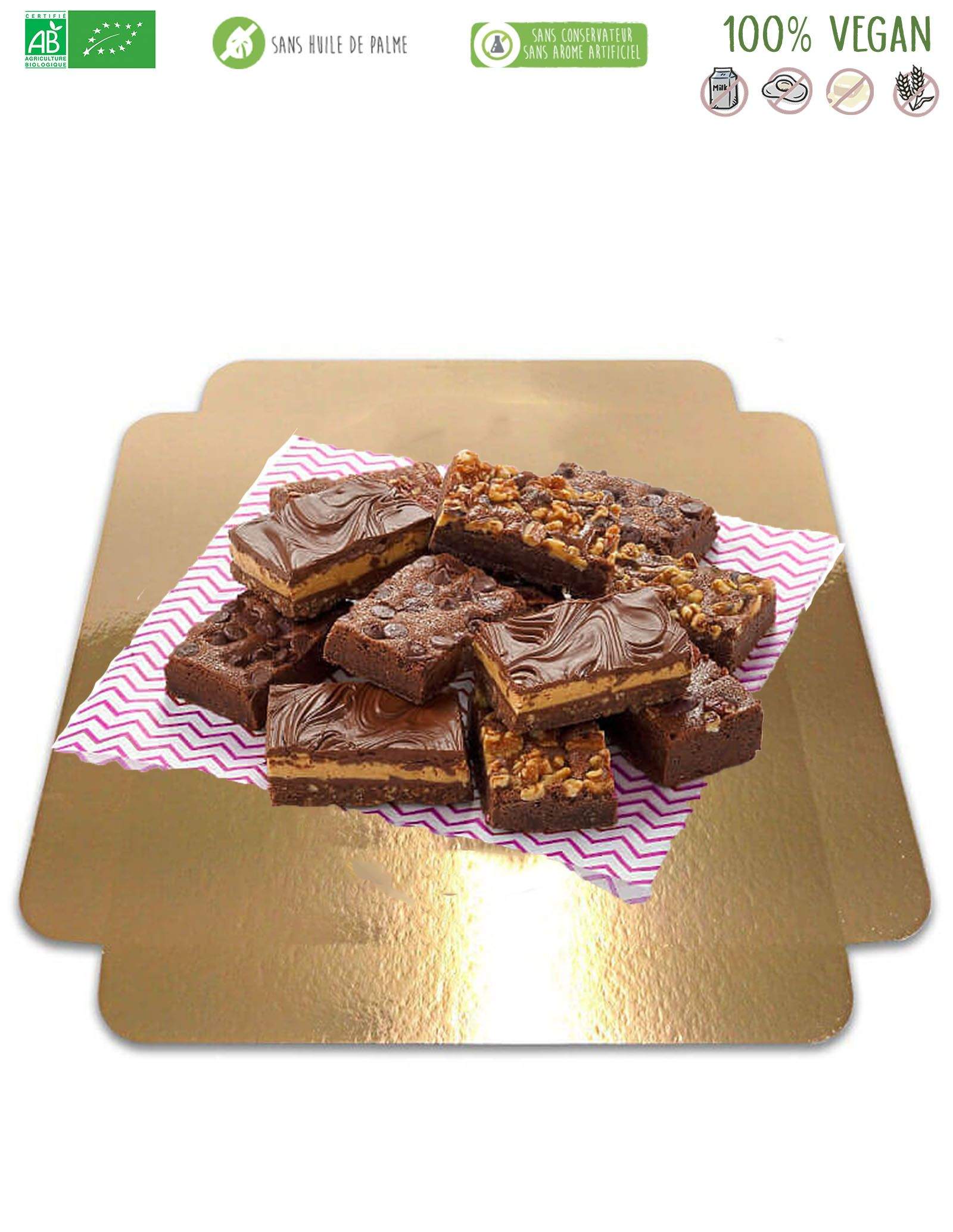 4 Brownies chocolat crème de noisette vegan sans gluten et sans suc...