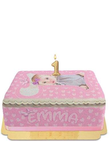  Gâteau d'anniversaire d'1 an pour fille avec chiffre et photo vegan et sans gluten - 40