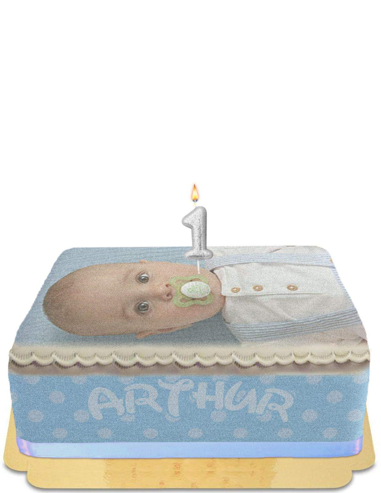 Gâteau d'anniversaire pour bébé garçon avec photo vegan et sans gluten