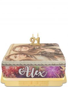 Gateausansoeufs.com Gâteau d'anniversaire à photo pour adulte à feu d'artifice vegan et sans gluten - 155