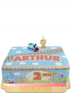 Gateausansoeufs.com Gâteau Thomas le train sous un arc-en-ciel vegan et sans gluten - 311