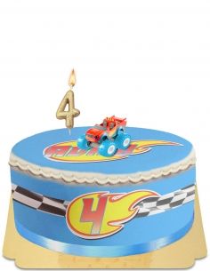 Gateausansoeufs.com Gâteau Blaze avec camion bleu et rouge deluxe vegan et sans gluten - 1