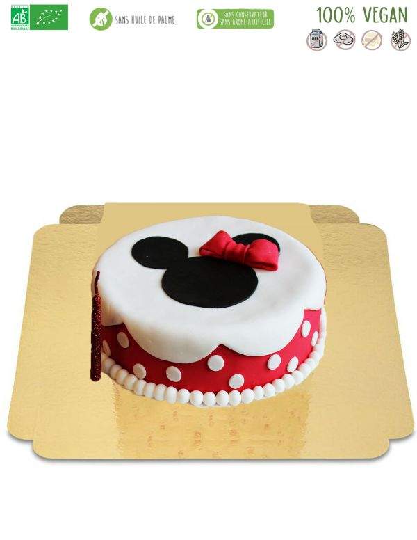 Gâteau Minnie rouge à pois et nœud vegan, sans gluten