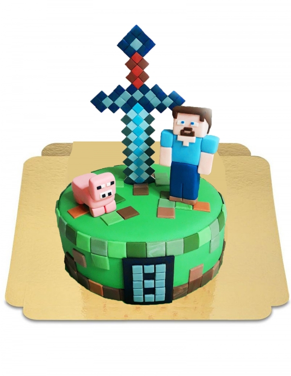 Gateausansoeufs.com Gâteau Minecraft à épée vegan et sans gluten - 9