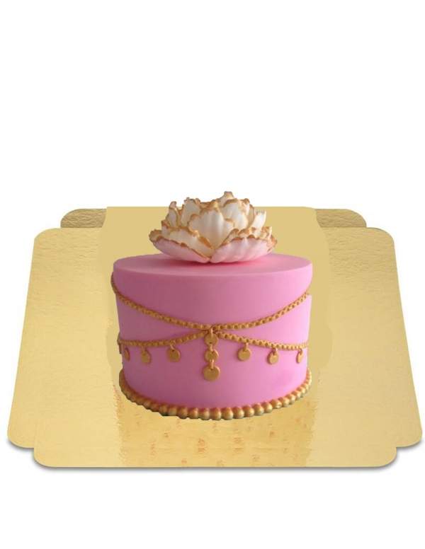Gateausansoeufs.com Gâteau oriental rose avec chaine doré vegan et sans gluten - 29