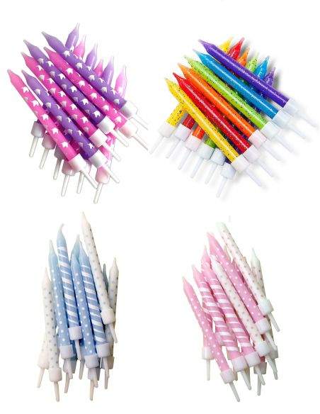 Gateausansoeufs.com Lot de 12 bougies d'anniversaire 7,5 cm - 5