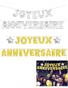 Gateausansoeufs.com Grande bannière en ballon message "Joyeux anniversaire" - 1