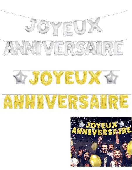 Gateausansoeufs.com Grande bannière en ballon message "Joyeux anniversaire" - 1