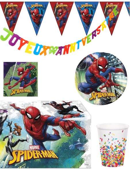Gateausansoeufs.com Grand pack de décoration d'anniversaire Spiderman super-hero Marvel - 1