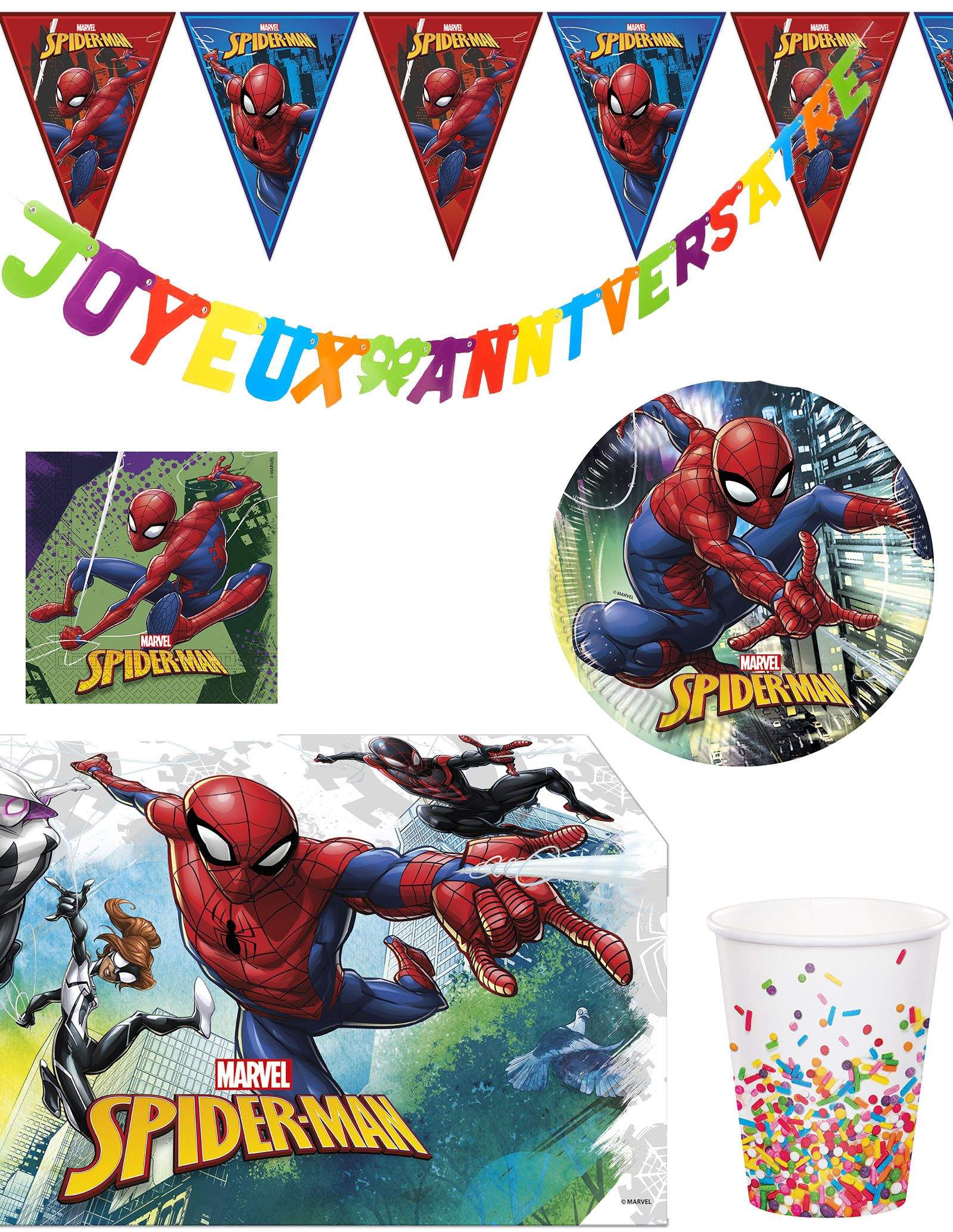 Grand Pack De Decoration D Anniversaire Spiderman Super Hero Marvel
