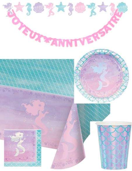Gateausansoeufs.com Grand pack de décoration d'anniversaire de sirène Ariel la petite sirène Disney - 1