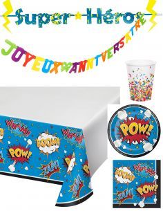 Gateausansoeufs.com Grand pack de décoration d'anniversaire BD Comics super-héros - 1