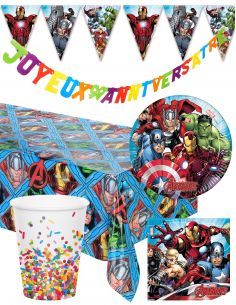 Gateausansoeufs.com Grand pack de décoration d'anniversaire Avengers Marvel super-héros - 1
