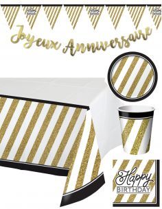 Gateausansoeufs.com Grand pack de décoration d'anniversaire pour adulte Noir et Or - 1