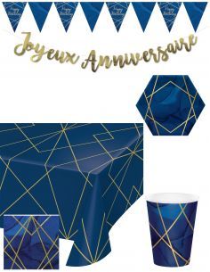 Gateausansoeufs.com Grand pack de décoration d'anniversaire adulte bleu et or - 1