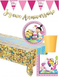 Gateausansoeufs.com Grand pack de décoration d'anniversaire Minions pour fille sur le thème du film Moi, moche et méchant - 1