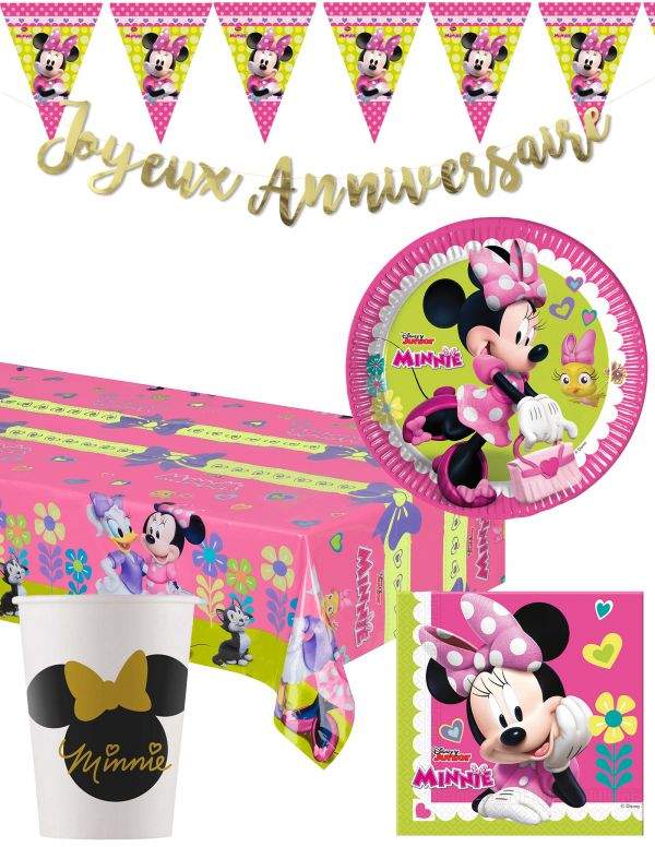 Gateausansoeufs.com Grand pack de décoration d'anniversaire Minnie Disney pour fille - 1