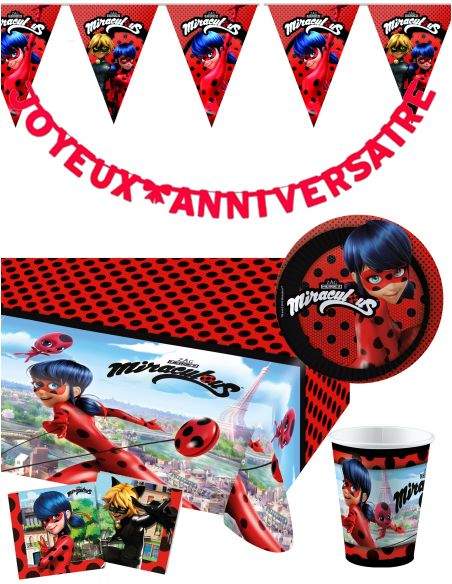 Gateausansoeufs.com Grand pack de décoration d'anniversaire Ladybug Miraculous - 1