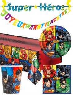 Gateausansoeufs.com Grand pack de décoration d'anniversaire Justice league Superman et Batman - 1