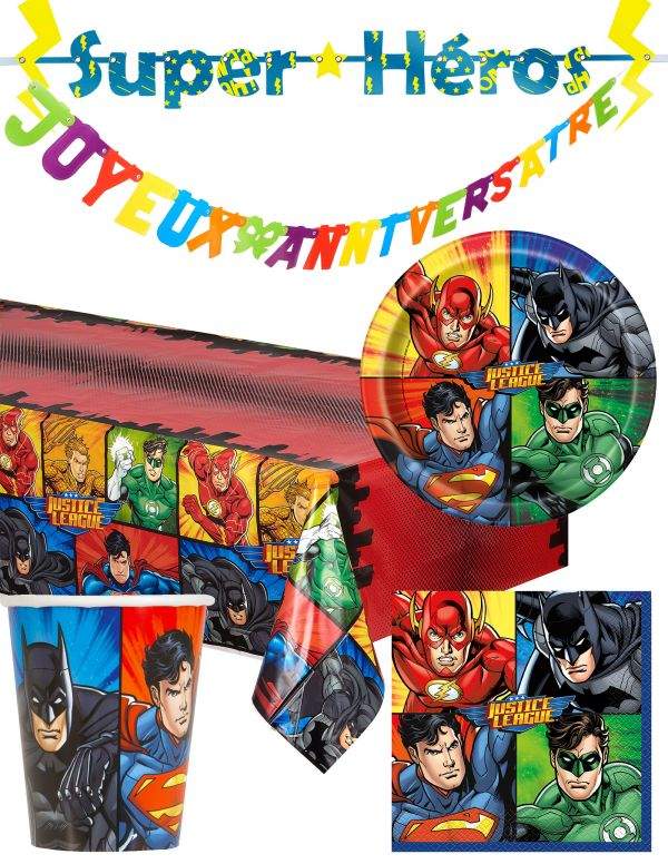 Gateausansoeufs.com Grand pack de décoration d'anniversaire Justice league Superman et Batman - 1