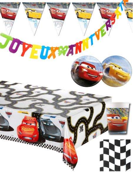 Gateausansoeufs.com Grand pack de décoration d'anniversaire Cars Disney Flash Mcqueen - 1