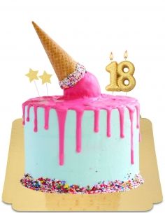  Drip cake glace bleu clair et rose vegan, sans gluten - 10