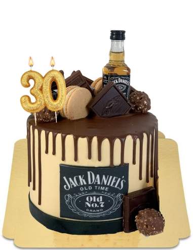  Gâteau Jack Daniels drip cake chocolat pour adulte sans alcool vegan, sans gluten - 1