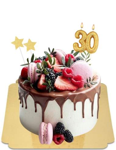  Drip cake simple aux fruits et macarons vegan, sans gluten - 58