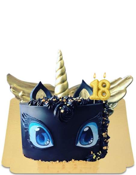 Gateau Licorne Noir A Grands Yeux Et Meringues Vegan Sans Gluten