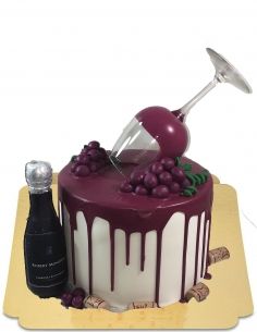  Drip cake bordeau verre de vin renversé vegan, sans gluten - 75