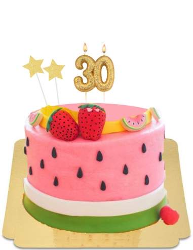  Gâteau pastèque et fruits en pâte à sucre vegan, sans gluten - 49