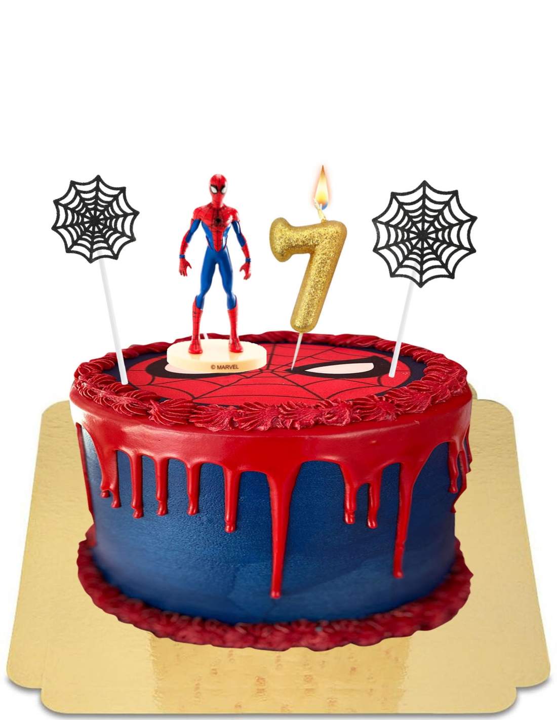 Drip Cake Spiderman Rouge Et Bleu A Figurine Et Toile D Araignee Ve
