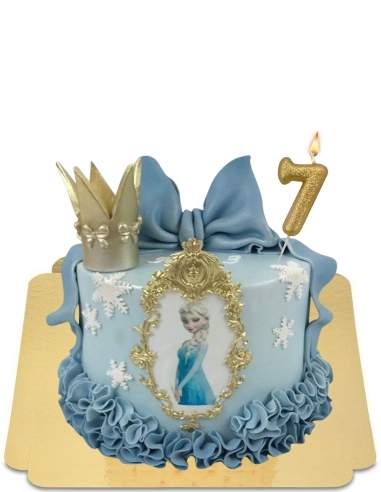 Gâteau Elsa en cadre avec frou-frou et nœud en pâte d'amande vegan, sans gluten - 60