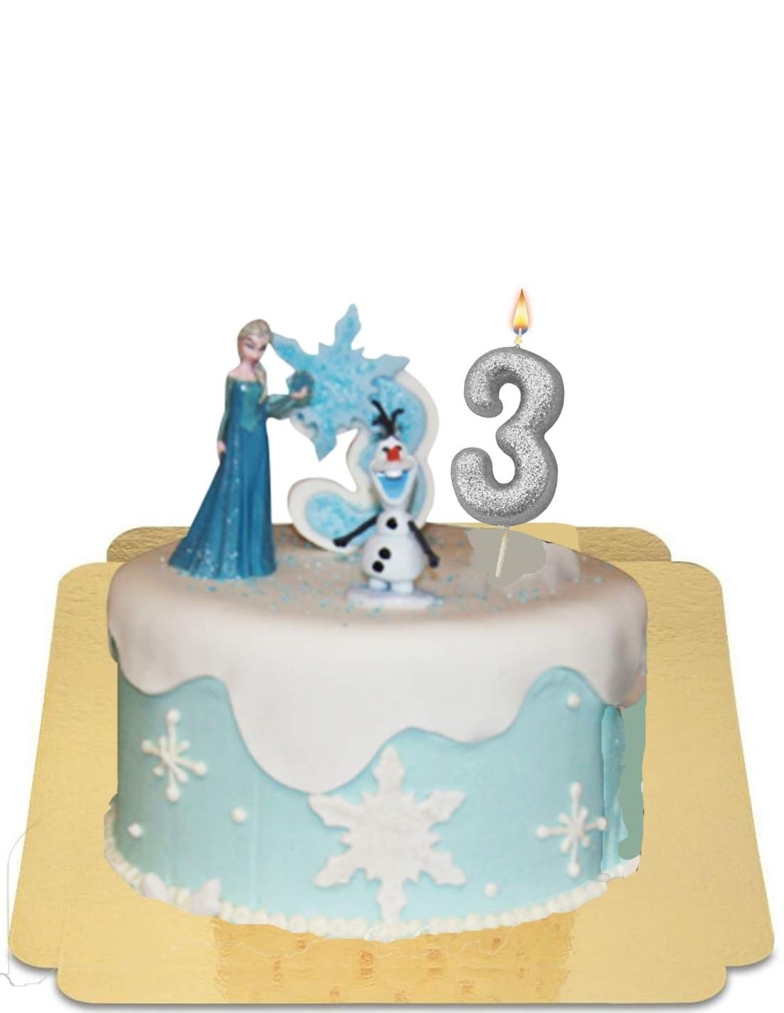 Gâteau Reine des neiges figurine Elsa et Olaf en pâte à sucre vegan