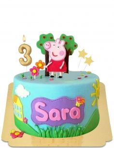 Gateausansoeufs.com Gâteau Peppa pig  jouant dans le jardin vegan, sans gluten - 15