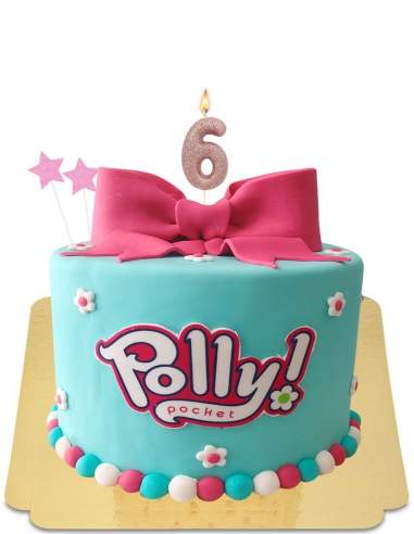  Gâteau Polly pocket bleu et rose à nœud vegan, sans gluten - 54