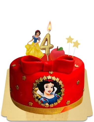  Gâteau Blanche Neige rouge chic avec figurine et portrait vegan, sans gluten - 22