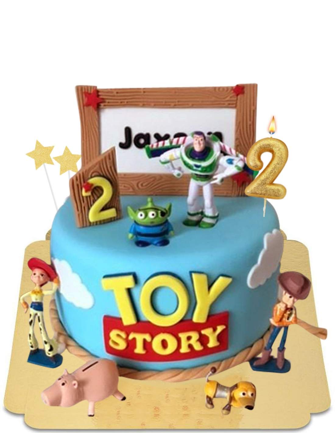 Gâteau Toy Story avec figurine Buzz l'éclair vegan, sans gluten