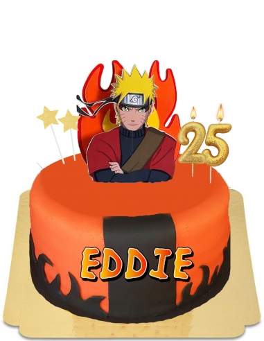  Gâteau Naruto Shippuden combinaison orange à flammes vegan, sans gluten - 1
