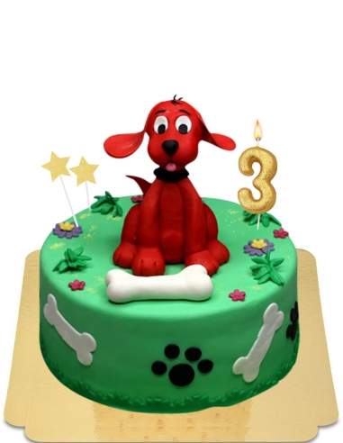  Gâteau Clifford le gros chien rouge avec os et empreintes de pattes vegan, sans gluten - 37