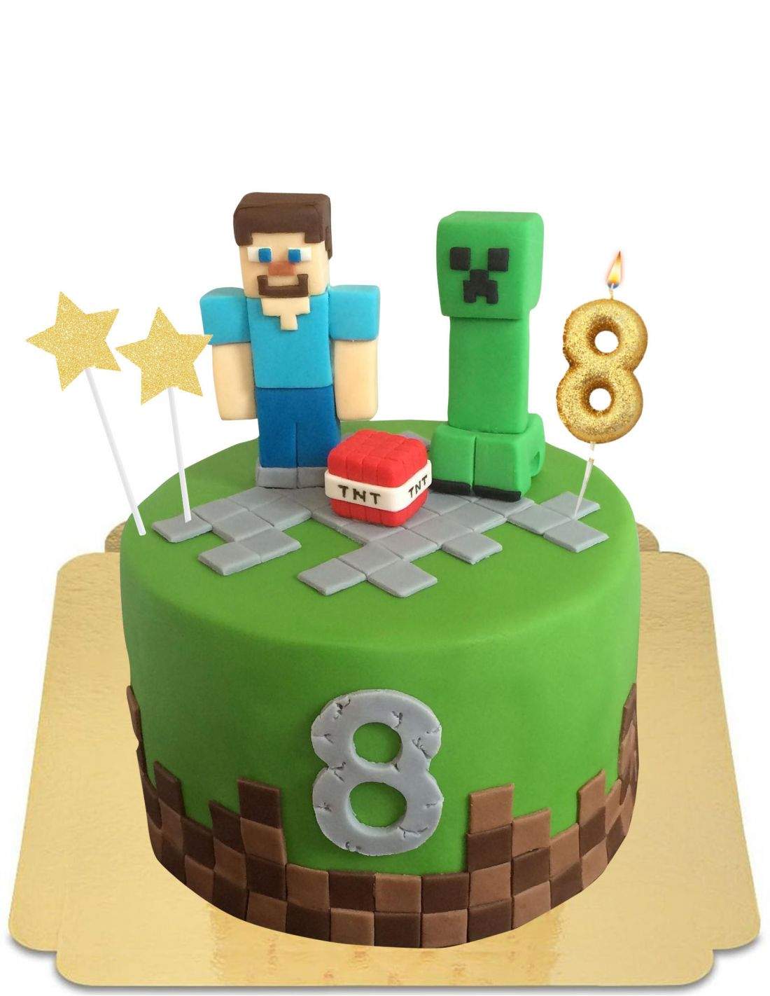 Gâteau Minecraft figurine en pâte à sucre vegan, sans gluten