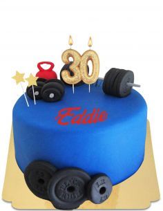Gateausansoeufs.com Gâteau musculation bleu avec poids et haltères noir vegan et sans gluten - 46