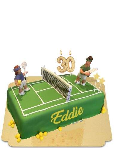 Gateausansoeufs.com Gâteau tennis vert avec figurine vegan et sans gluten - 33