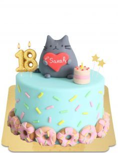 Gateausansoeufs.com Gâteau Kawai avec chaton et donuts vegan et sans gluten - 3