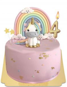 Gateausansoeufs.com Gâteau licorne rose pastel avec figurine de bébé licorne et arc-en-ciel vegan et sans gluten - 1