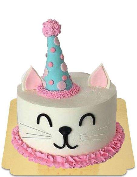 Gateausansoeufs.com Gâteau chat à chapeau d'anniversaire vegan et sans gluten - 9