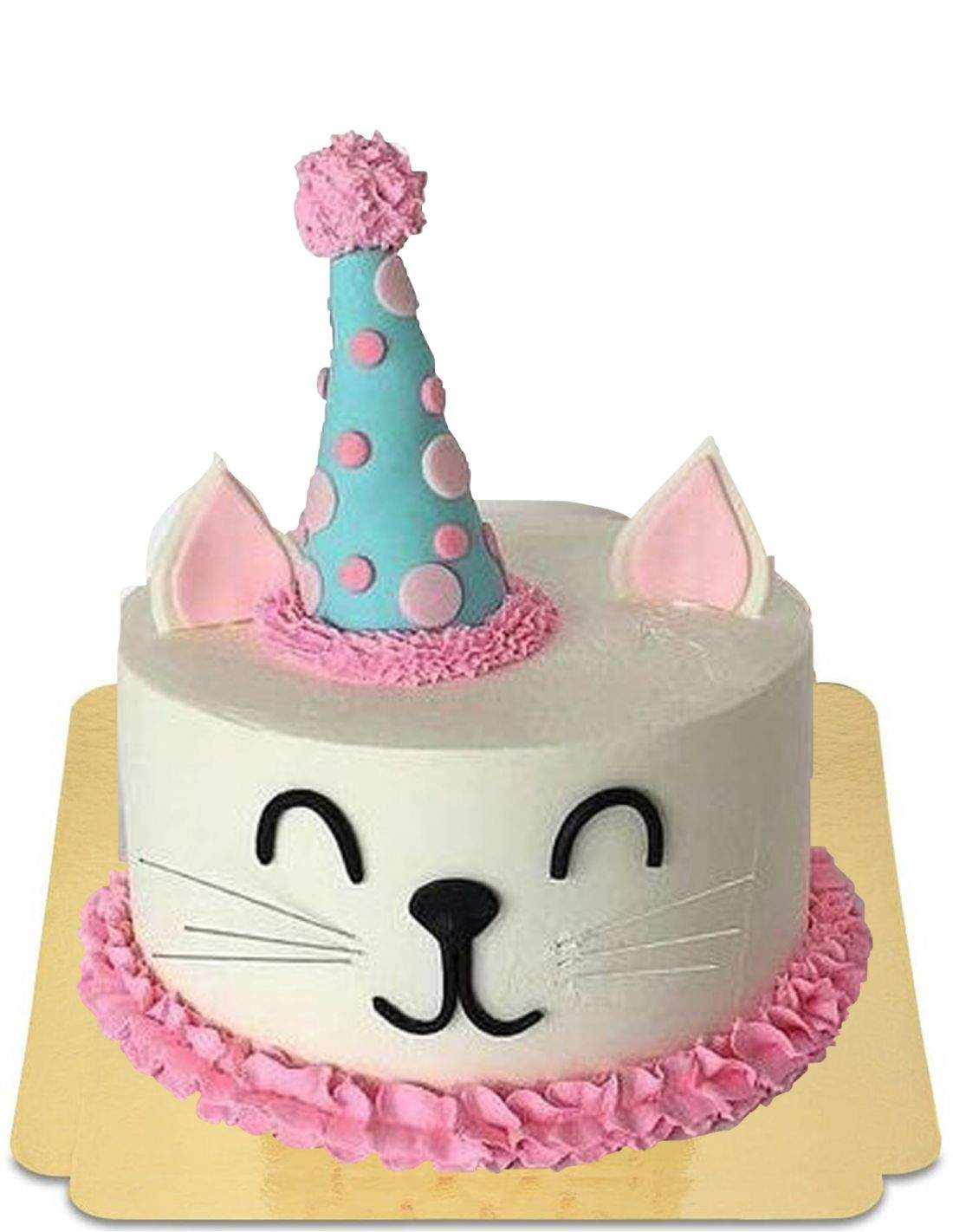 Gâteau chat à chapeau d'anniversaire vegan et sans gluten
