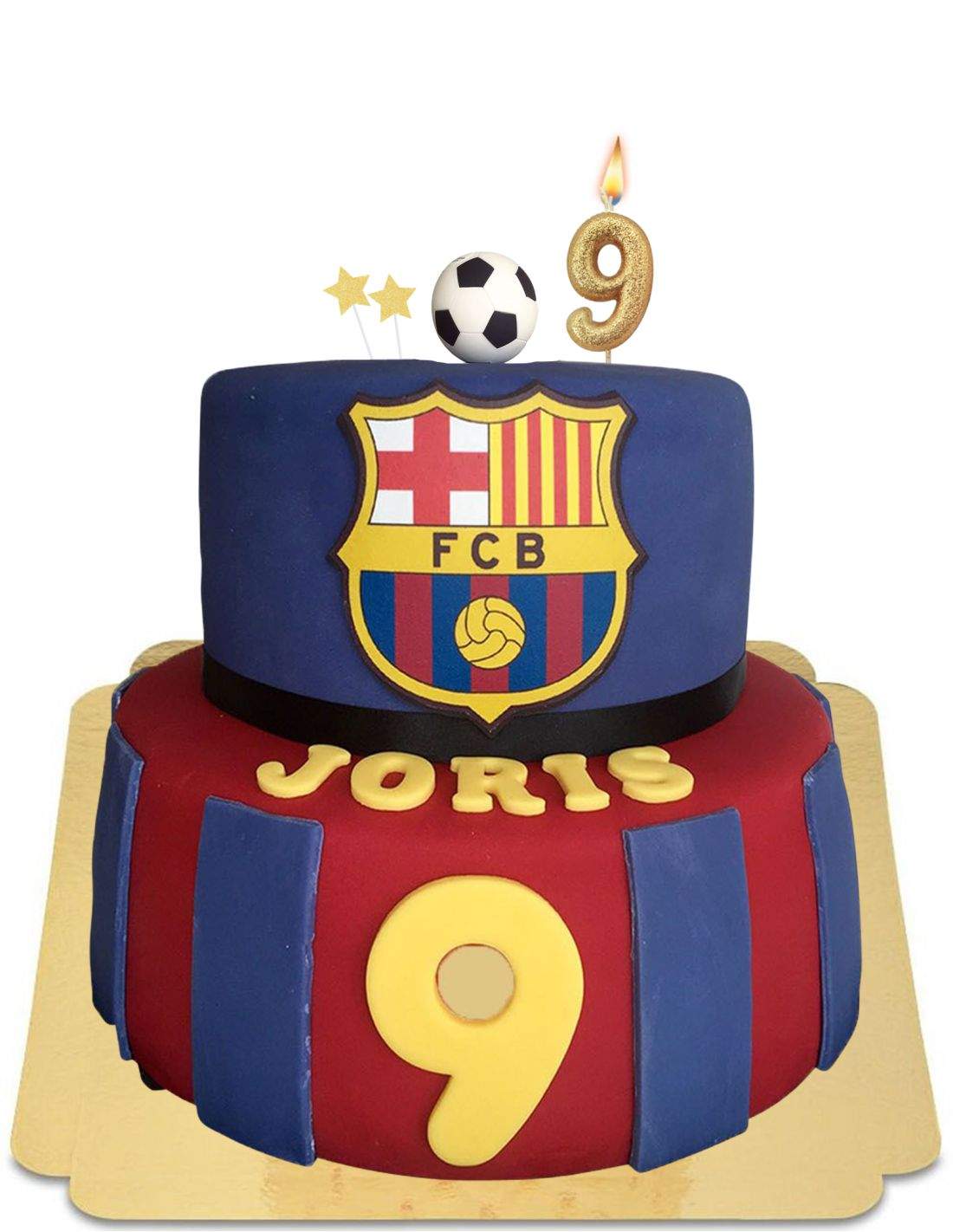 Gateau Foot Barcelone Piece Montee Bleu Et Bordeaux Avec Nom Et Num